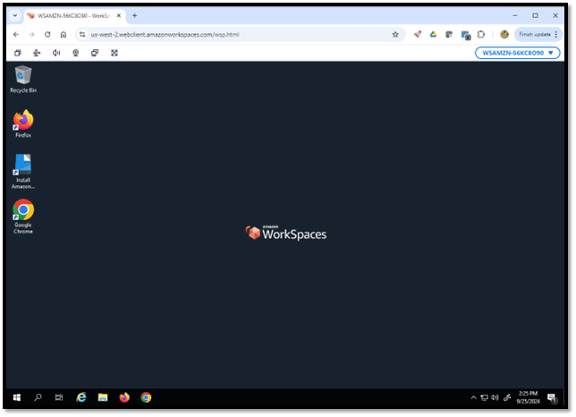 Amazon WorkSpaces desktop