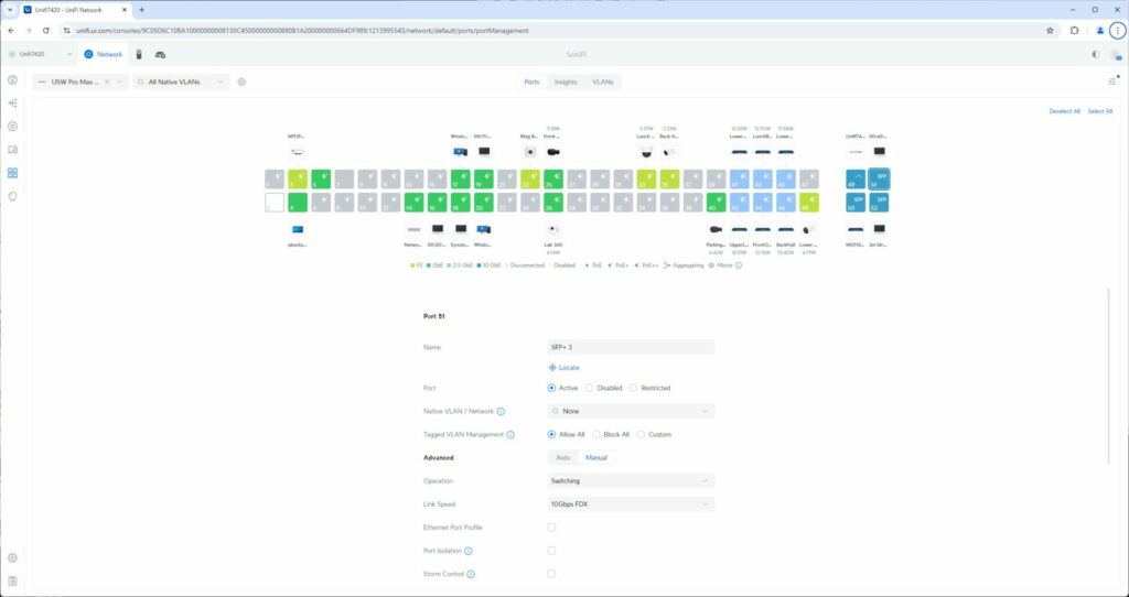 Ubiquiti Pro Max 48 POE Switch 10G Uplinks to Devices