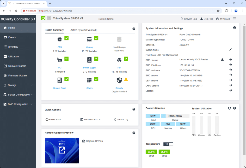 Lenovo ThinkSystem SR630 V4 XClarity