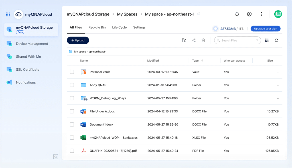 QNAP myQNAPcloud Storage Web-based platform