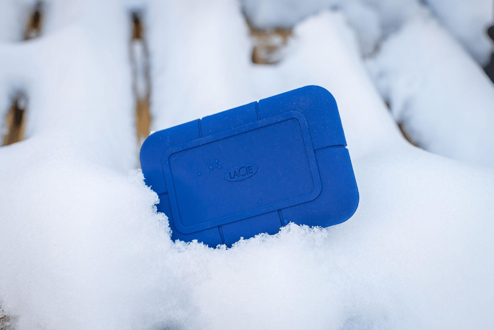 LaCie Rugged SSD Pro5 in snow